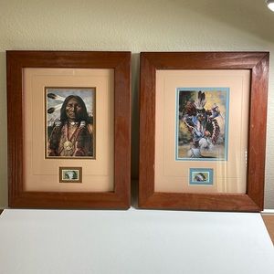 Native American artwork with stamps